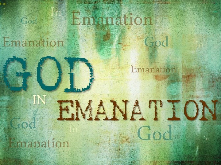 God In Emanation IN God In Emanation God In 