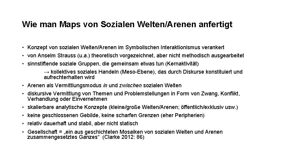 Wie man Maps von Sozialen Welten/Arenen anfertigt • Konzept von sozialen Welten/Arenen im Symbolischen