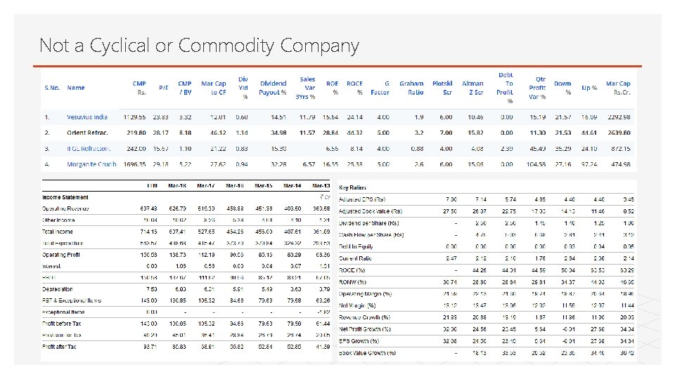 Not a Cyclical or Commodity Company 