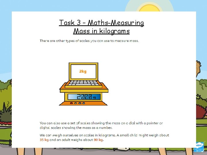 Task 3 – Maths-Measuring Mass in kilograms 