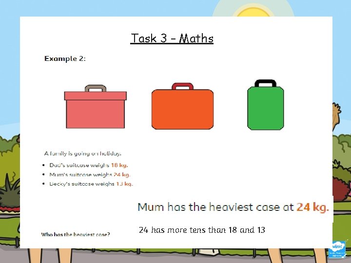 Task 3 – Maths 24 has more tens than 18 and 13 