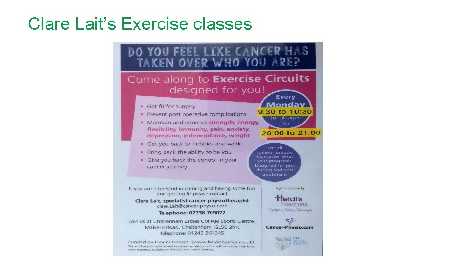 Clare Lait’s Exercise classes 