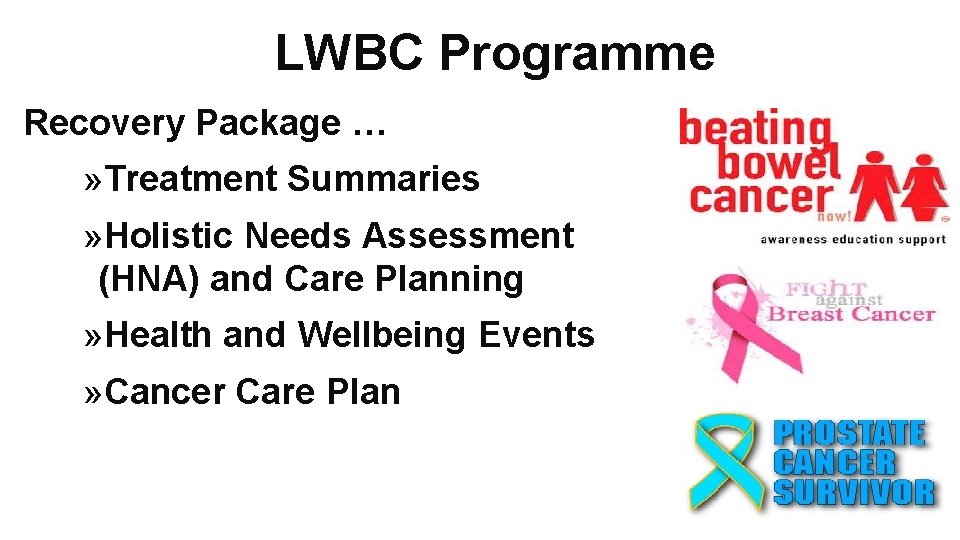LWBC Programme Recovery Package … » Treatment Summaries » Holistic Needs Assessment (HNA) and