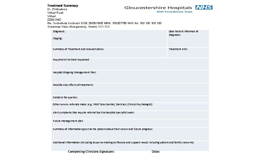 Treatment Summary Dr. ZVirtualone Virtual Road Virtual ZZ 99 3 WZ Re: Xxxbelinda Xxxbrush