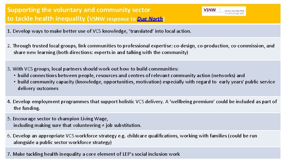 Volunteering and economic value Supporting the voluntary and community sector to tackle health inequality