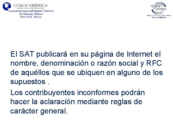 El SAT publicará en su página de Internet el nombre, denominación o razón social