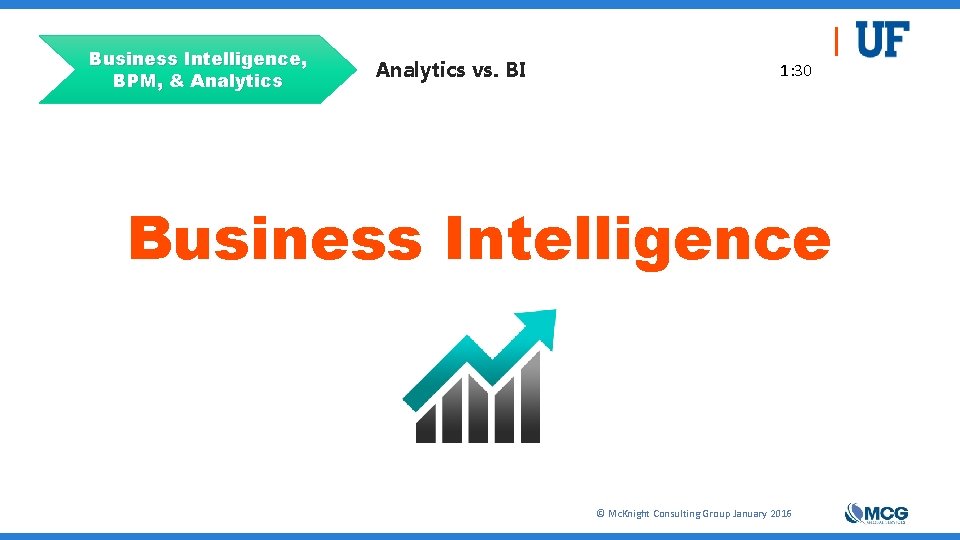 Business Intelligence, BPM, & Analytics vs. BI 1: 30 Business Intelligence © Mc. Knight