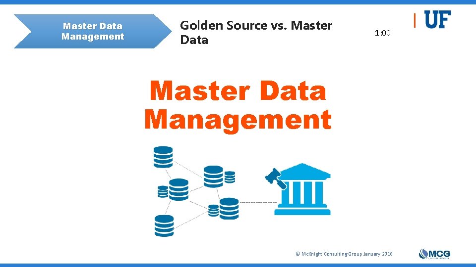 Master Data Management Golden Source vs. Master Data 1: 00 Master Data Management ©