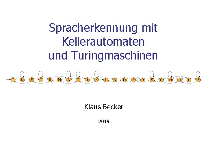 Spracherkennung mit Kellerautomaten und Turingmaschinen Klaus Becker 2019 