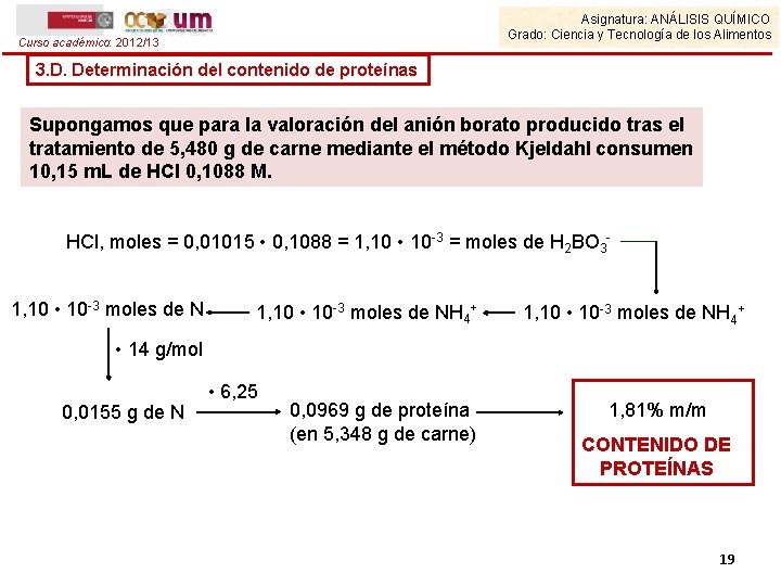 Asignatura: ANÁLISIS QUÍMICO Grado: Ciencia y Tecnología de los Alimentos Curso académico: 2012/13 3.