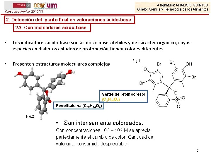 Asignatura: ANÁLISIS QUÍMICO Grado: Ciencia y Tecnología de los Alimentos Curso académico: 2012/13 2.