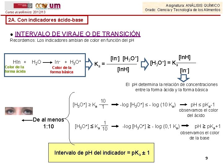 Asignatura: ANÁLISIS QUÍMICO Grado: Ciencia y Tecnología de los Alimentos Curso académico: 2012/13 2