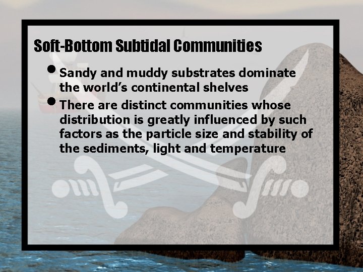 Soft-Bottom Subtidal Communities • Sandy and muddy substrates dominate the world’s continental shelves •