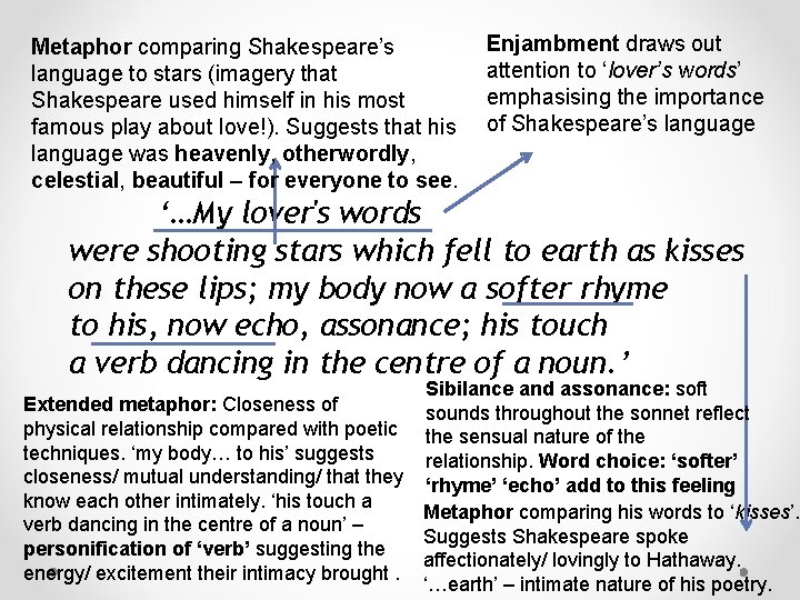 Metaphor comparing Shakespeare’s language to stars (imagery that Shakespeare used himself in his most