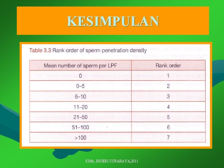 KESIMPULAN KMA, HIGERI SURABAYA, 2011 