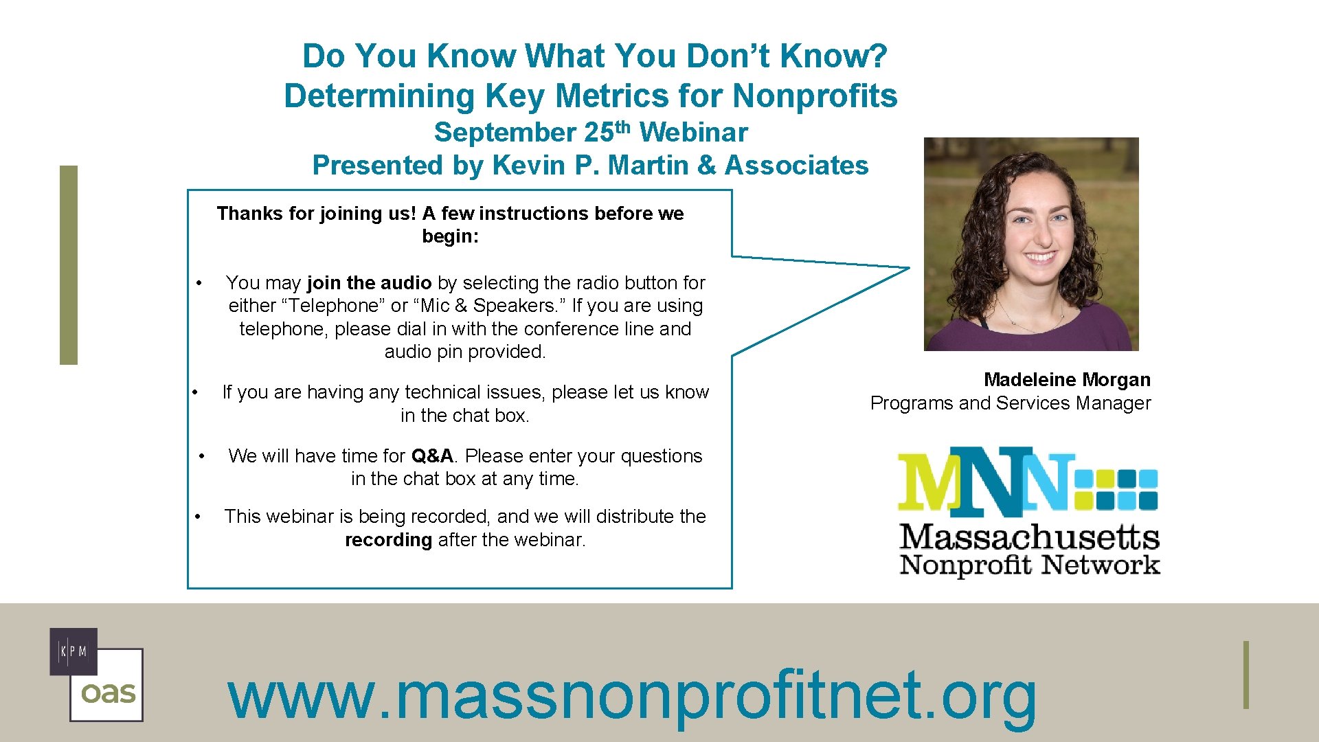 Do You Know What You Don’t Know? Determining Key Metrics for Nonprofits September 25