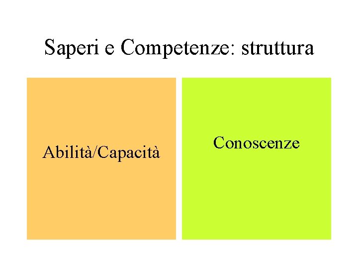 Saperi e Competenze: struttura Abilità/Capacità Conoscenze 