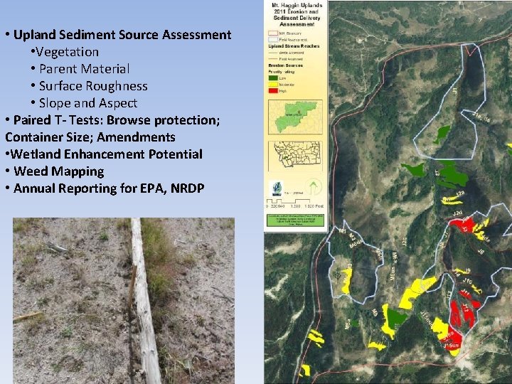  • Upland Sediment Source Assessment • Vegetation • Parent Material • Surface Roughness