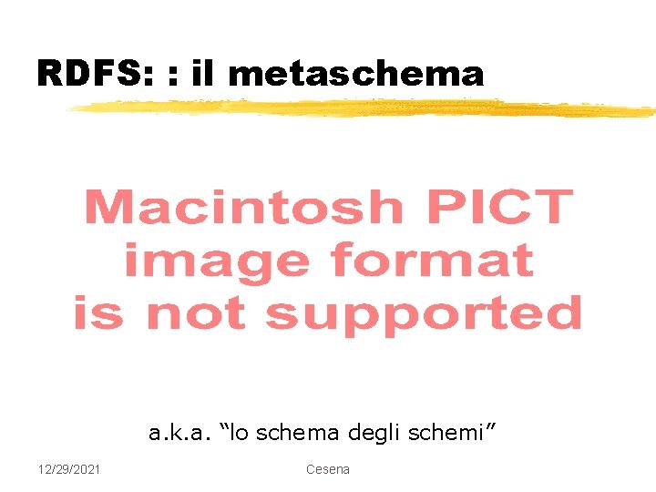 RDFS: : il metaschema a. k. a. “lo schema degli schemi” 12/29/2021 Cesena 