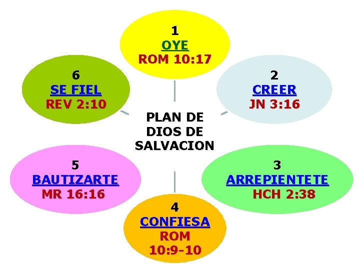 1 OYE ROM 10: 17 6 SE FIEL REV 2: 10 5 BAUTIZARTE MR