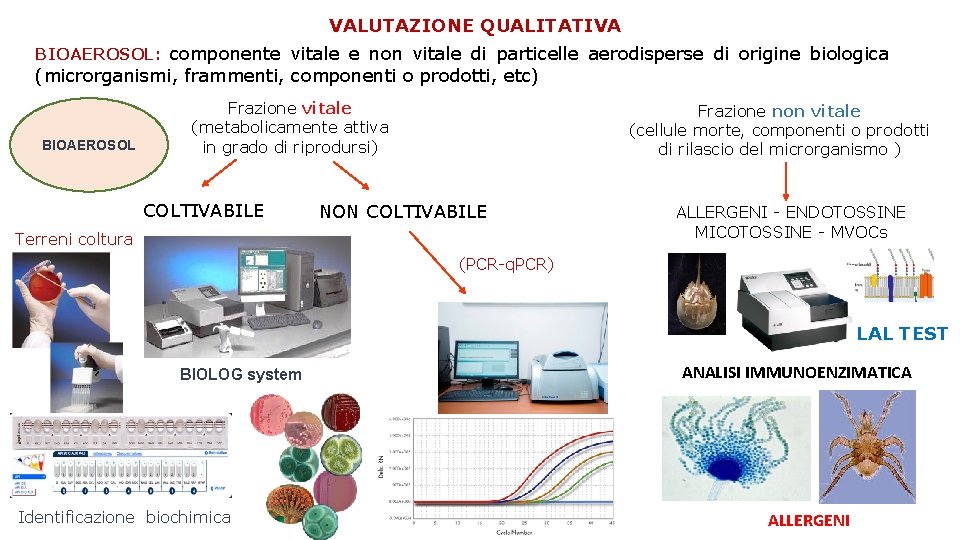 VALUTAZIONE QUALITATIVA BIOAEROSOL: componente vitale e non vitale di particelle aerodisperse di origine biologica