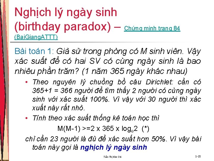 Nghịch lý ngày sinh (birthday paradox) – Chứng minh trang 84 (Bai. Giang. ATTT)