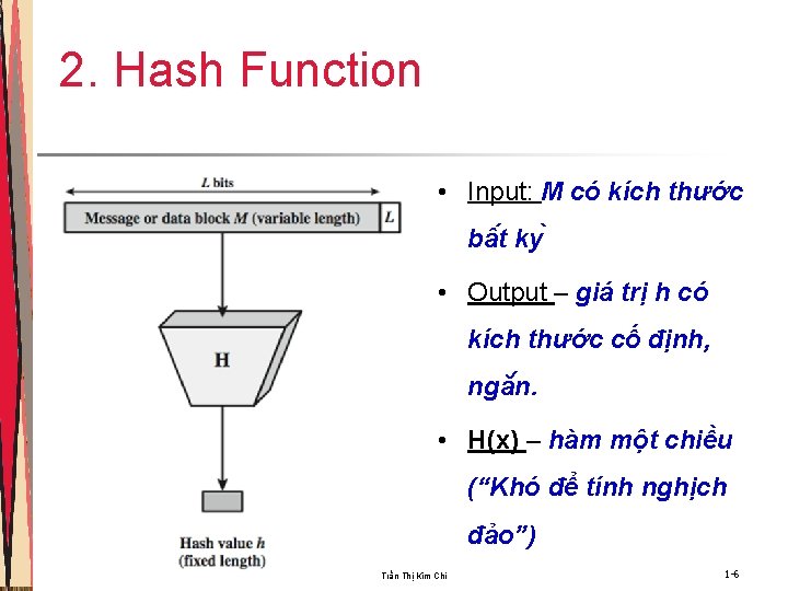 2. Hash Function • Input: M có kích thước bâ t ky • Output