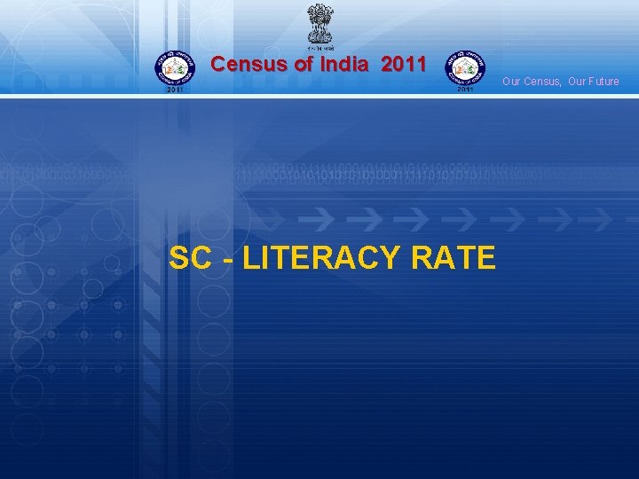 Census of India 2011 SC - LITERACY RATE Our Census, Our Future 