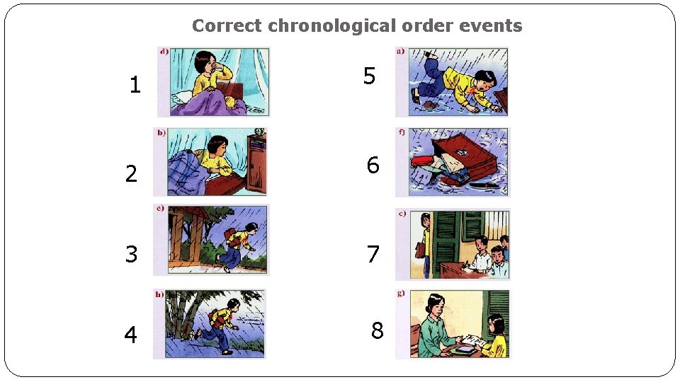 Correct chronological order events 1 5 2 6 3 7 4 8 