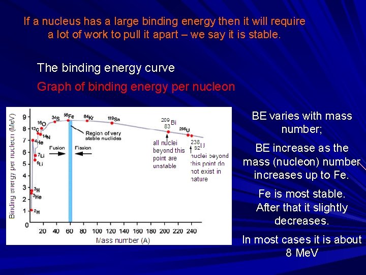 If a nucleus has a large binding energy then it will require a lot