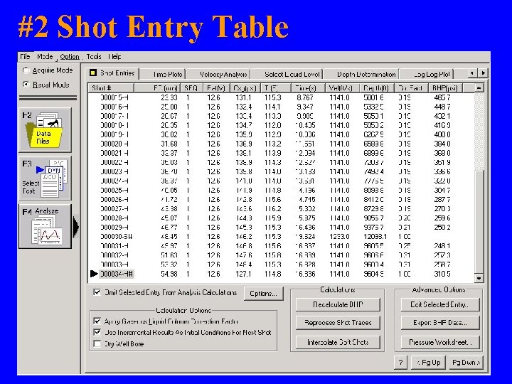 #2 Shot Entry Table #2 Shot Entry Table