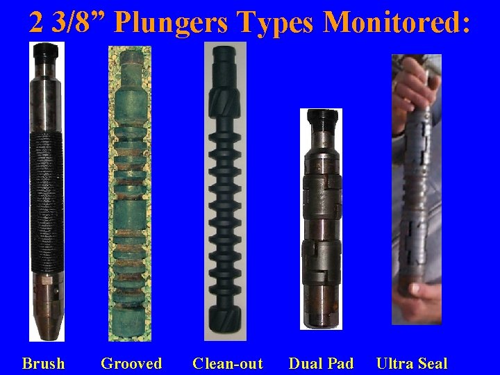 2 3/8” Plungers Types Monitored: Brush Grooved Clean-out Dual Pad Ultra Seal 2 3/8” Plungers Types Monitored: Brush Grooved Clean-out Dual Pad Ultra Seal
