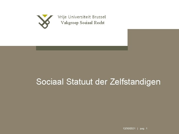 Vakgroep Sociaal Recht Sociaal Statuut der Zelfstandigen 12/30/2021 | pag. 1 