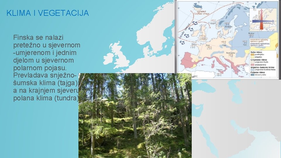 KLIMA I VEGETACIJA Finska se nalazi pretežno u sjevernom -umjerenom i jednim djelom u KLIMA I VEGETACIJA Finska se nalazi pretežno u sjevernom -umjerenom i jednim djelom u