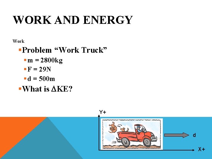 WORK AND ENERGY Work §Problem “Work Truck” § m = 2800 kg § F