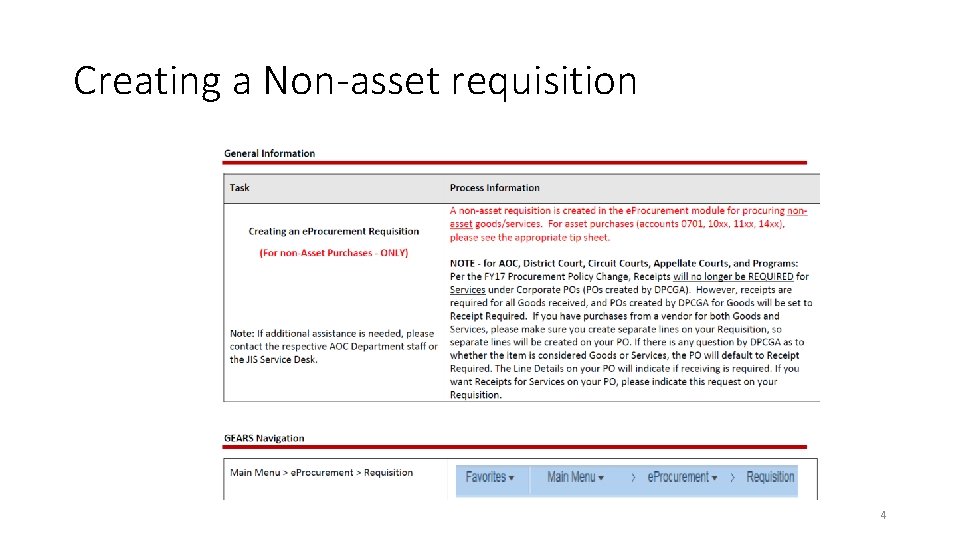 Creating a Non-asset requisition 4 Creating a Non-asset requisition 4