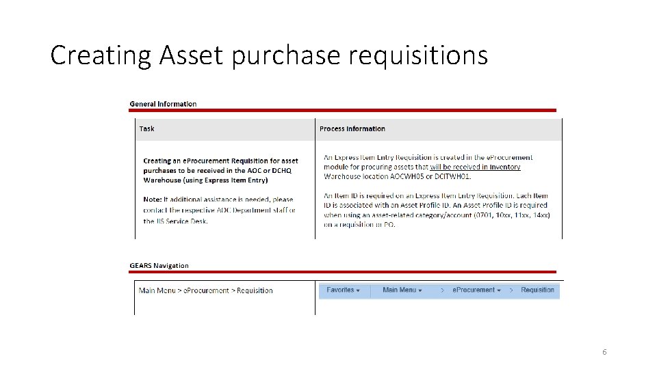 Creating Asset purchase requisitions 6 Creating Asset purchase requisitions 6