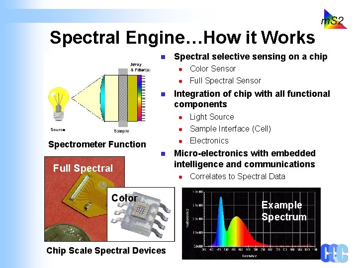 Spectral Engine…How it Works n n Spectral selective sensing on a chip l Color