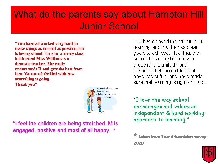 What do the parents say about Hampton Hill Junior School “You have all worked