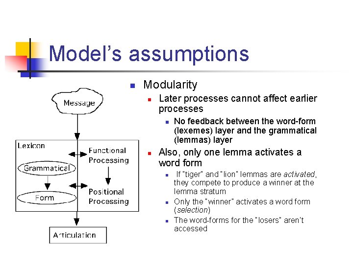 Model’s assumptions n Modularity n Later processes cannot affect earlier processes n n No