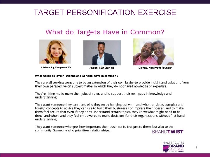 TARGET PERSONIFICATION EXERCISE 8 