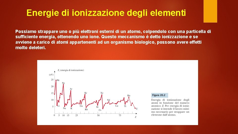 Energie di ionizzazione degli elementi Possiamo strappare uno o più elettroni esterni di un