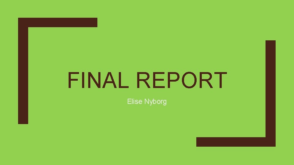 FINAL REPORT Elise Nyborg 