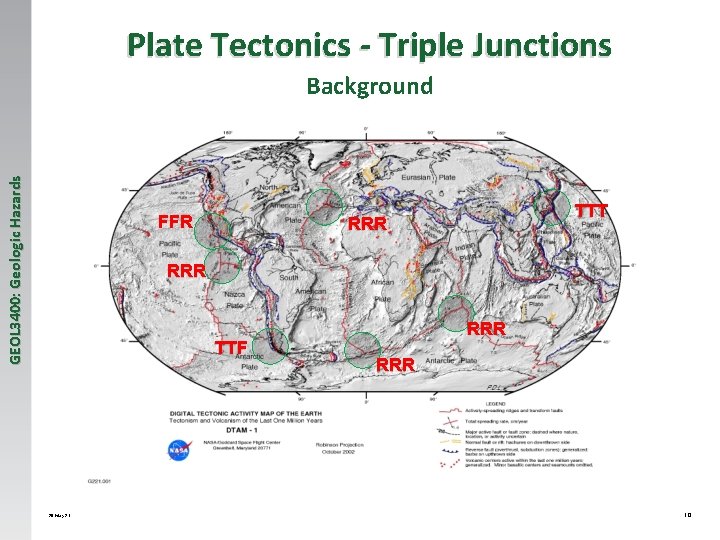 Plate Tectonics - Triple Junctions GEOL 3400: Geologic Hazards Background FFR TTT RRR TTF