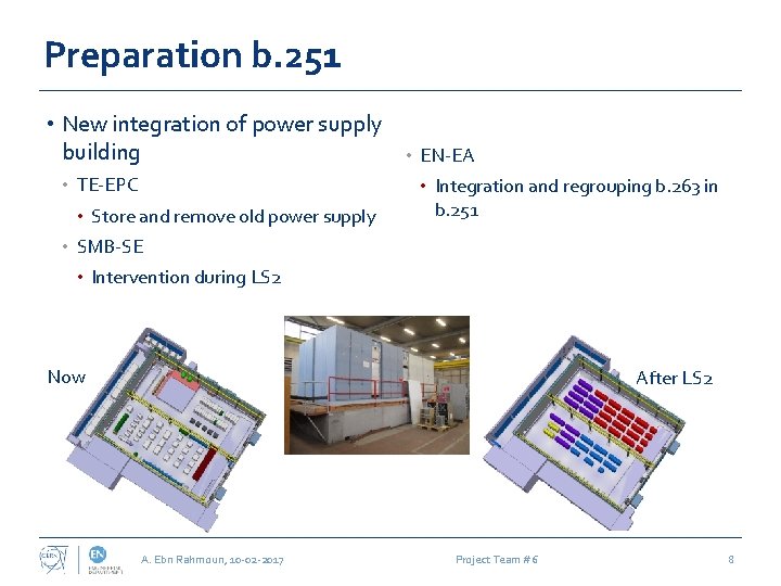 Preparation b. 251 • New integration of power supply building • • TE-EPC •