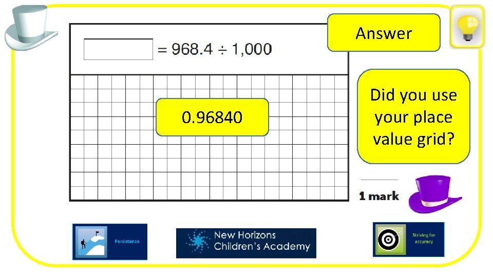 Answer 0. 96840 Did you use your place value grid? 