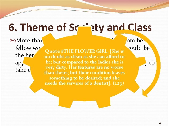 6. Theme of Society and Class More than just language separates Eliza from her