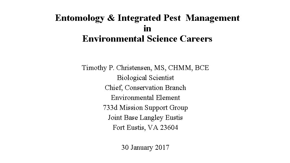 Entomology Integrated Pest Management in Environmental Science Careers