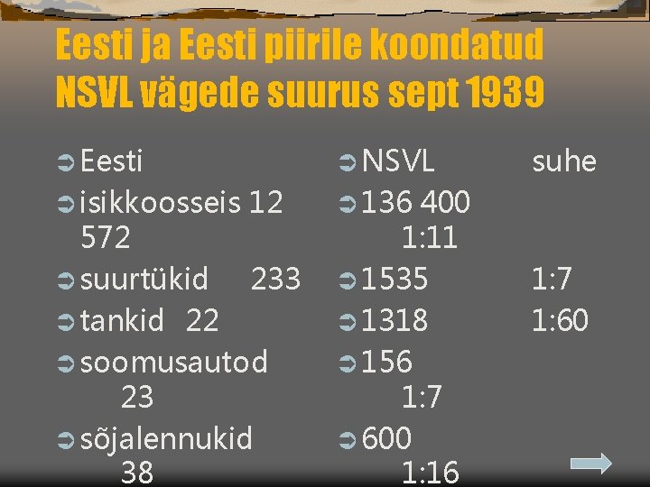 Eesti ja Eesti piirile koondatud NSVL vägede suurus sept 1939 Ü Eesti Ü isikkoosseis