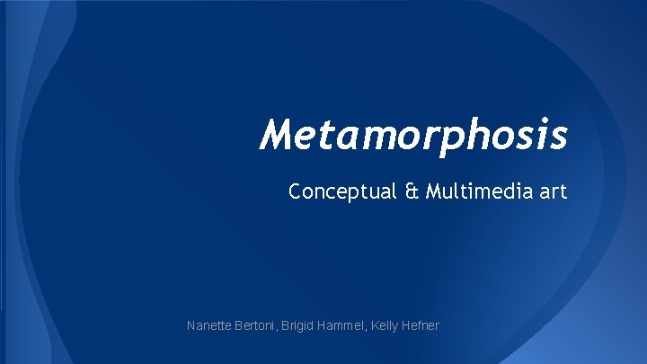 Metamorphosis Conceptual & Multimedia art Nanette Bertoni, Brigid Hammel, Kelly Hefner 